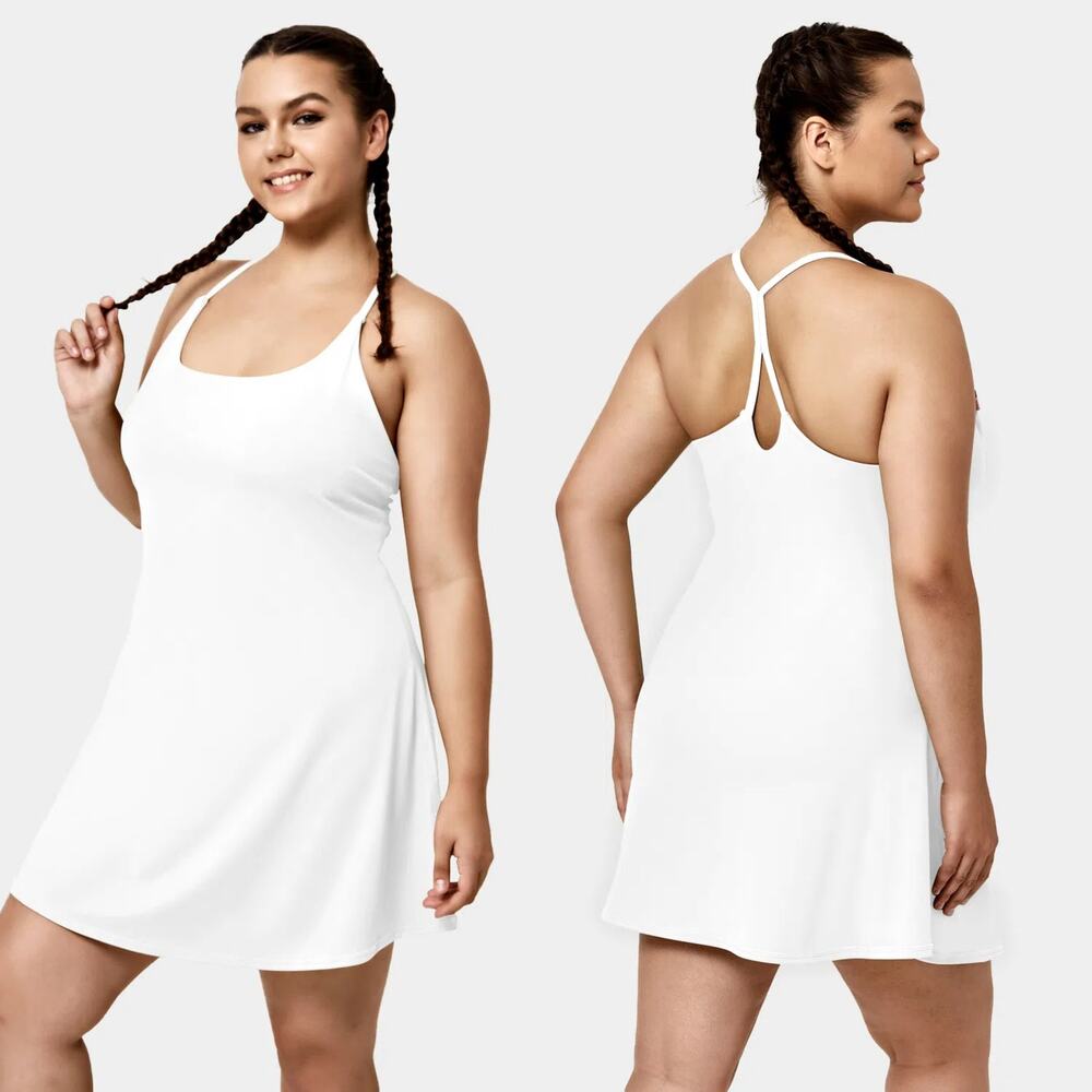 NWT Halara Everyday Softlyzero Airy Backless Active Dress White Girl's Size XL